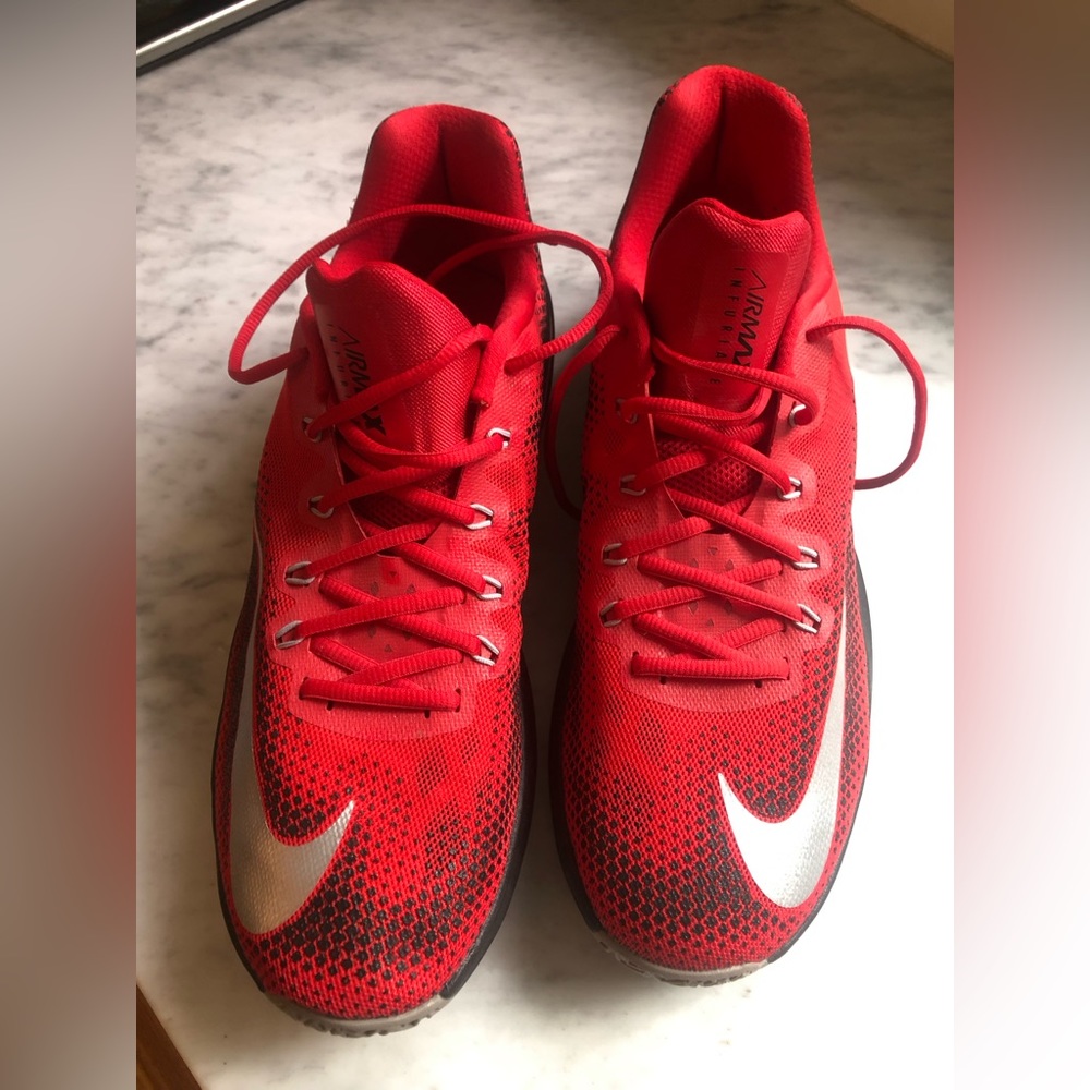Nike Airmax Men’s. Red with black sole and silver swoosh.